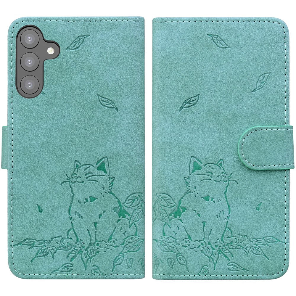 Til Samsung Galaxy A16 5G / A16 4G Etui Pung Katte Mønster Præget Læder Telefoncover