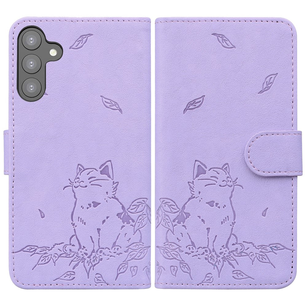 Til Samsung Galaxy A16 5G / A16 4G Etui Pung Katte Mønster Præget Læder Telefoncover