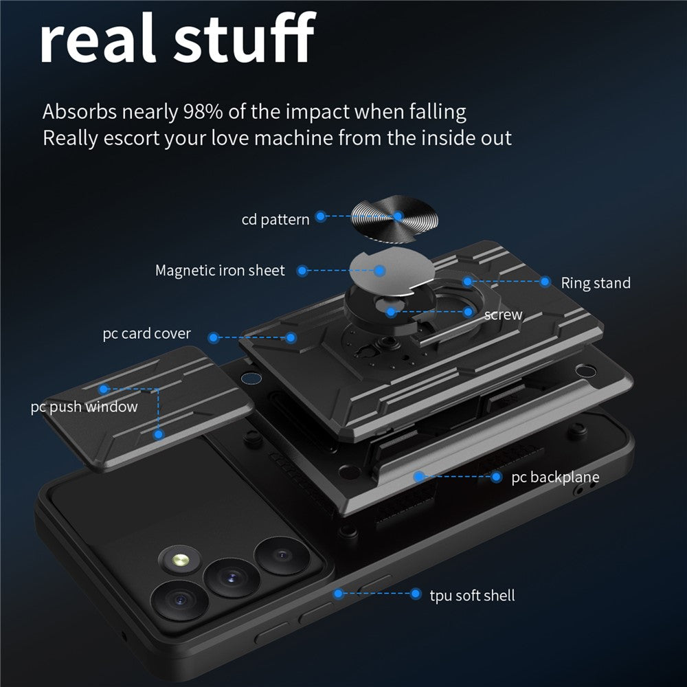 Til Samsung Galaxy A55 5G Cover PC+TPU Kickstand Telefon Bagcover med Kameraskyder