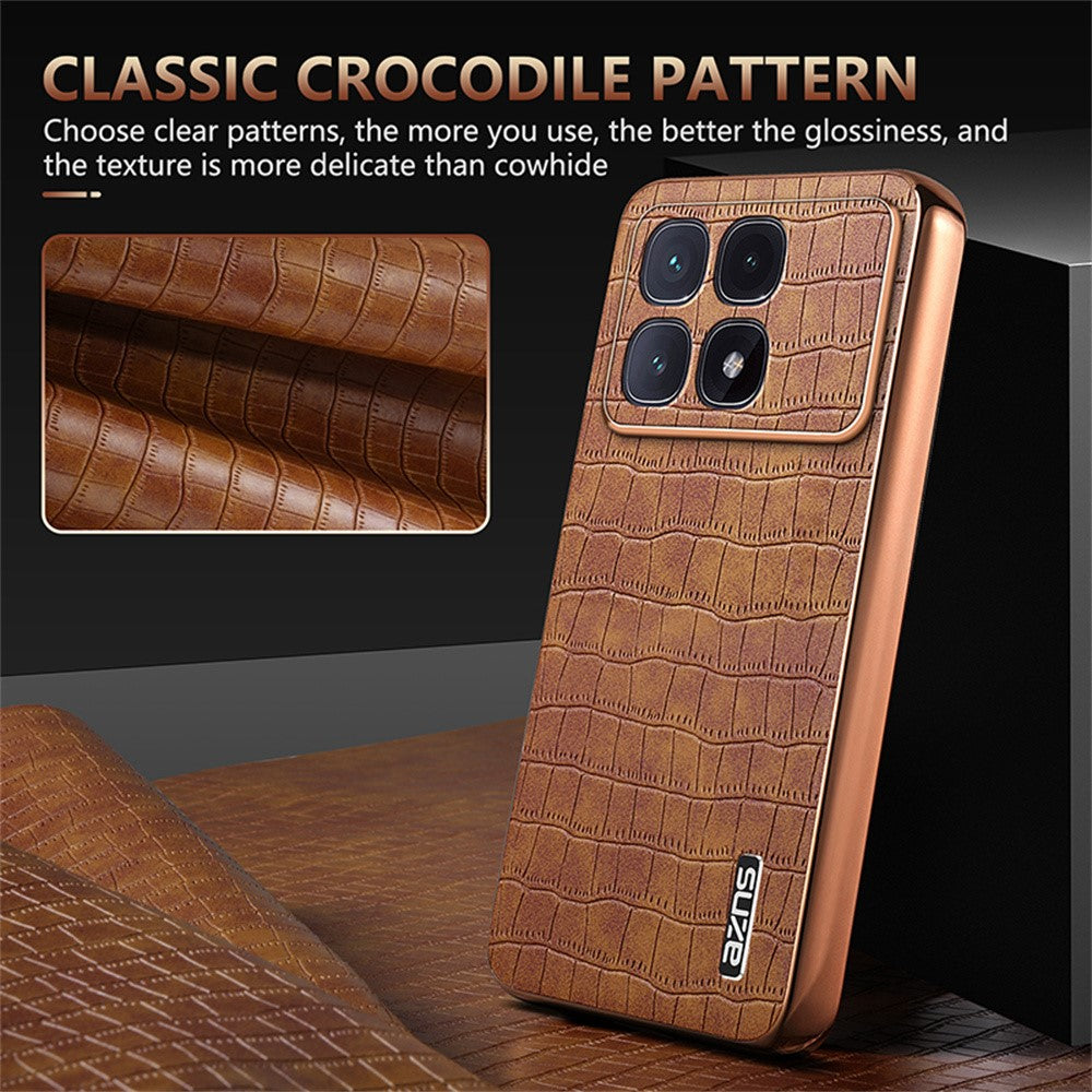 AZNS For Xiaomi Redmi K70 Ultra Case Electroplating Crocodile Texture PU+TPU Phone Cover