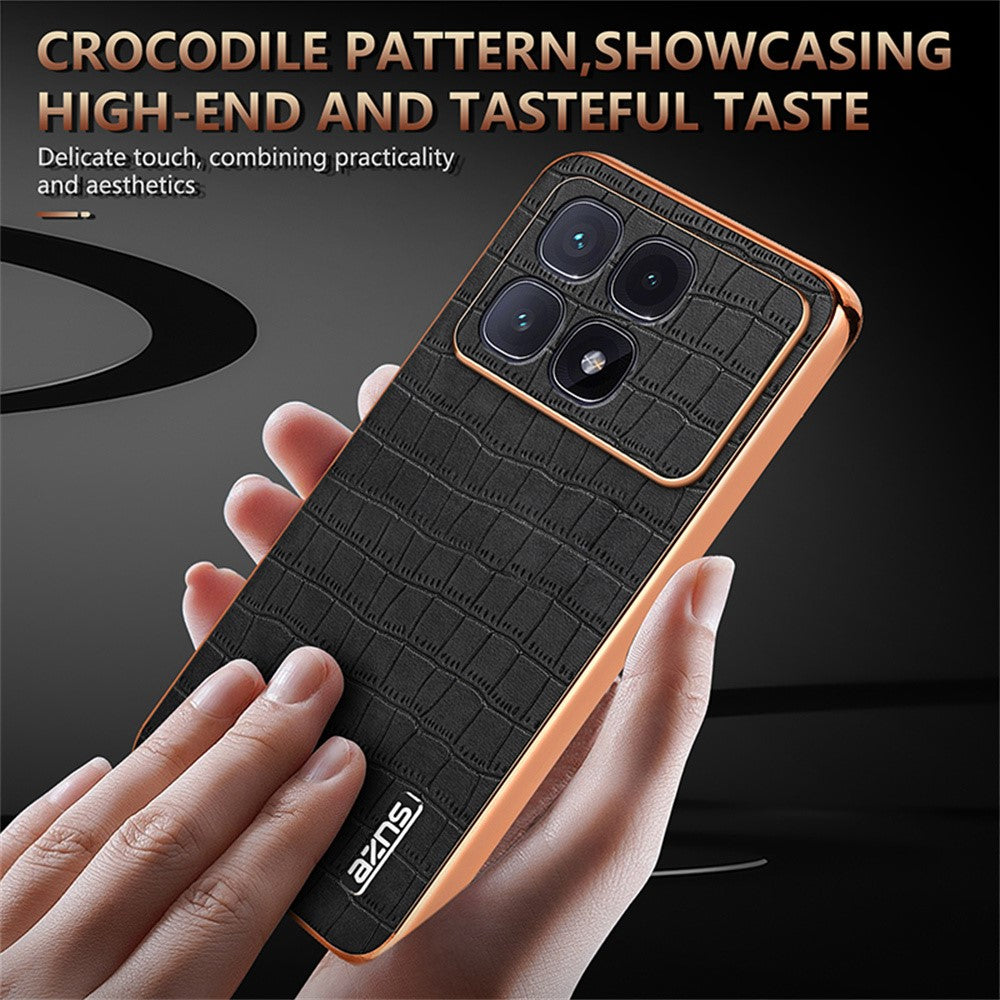 AZNS For Xiaomi Redmi K70 Ultra Case Electroplating Crocodile Texture PU+TPU Phone Cover