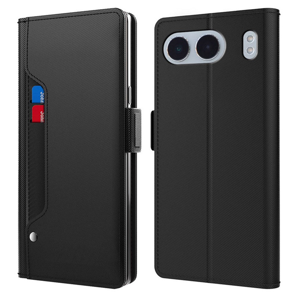 For OnePlus Nord 4 Case Stand PU Leather Phone Cover Card Holder Mirror
