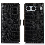 Til OnePlus Nord 4 Cover Krokodillemønster Ægte Koskind Læder Telefonpung
