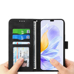 DIERFENG DF-03 For Honor X60i 5G Leather Case Lines Imprint Wallet Phone Cover