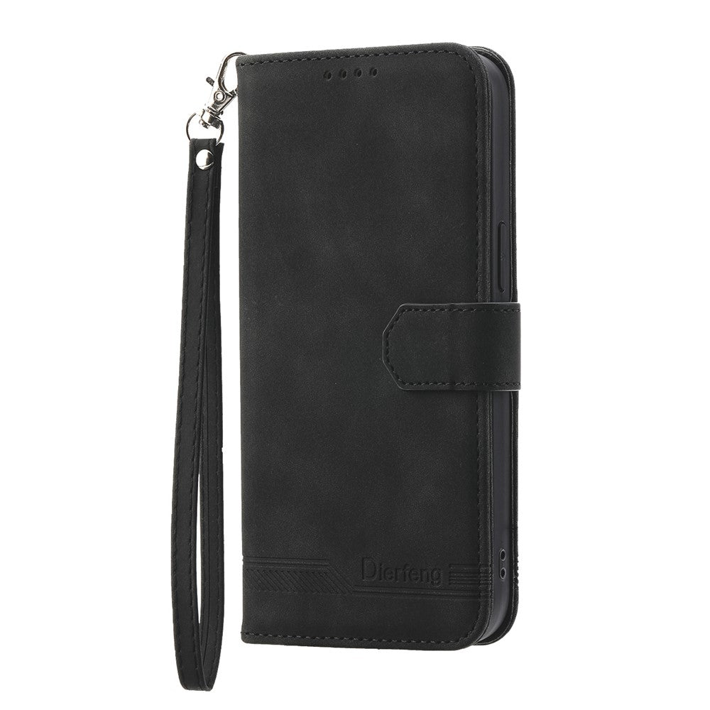 DIERFENG DF-03 For Honor X60i 5G Leather Case Lines Imprint Wallet Phone Cover