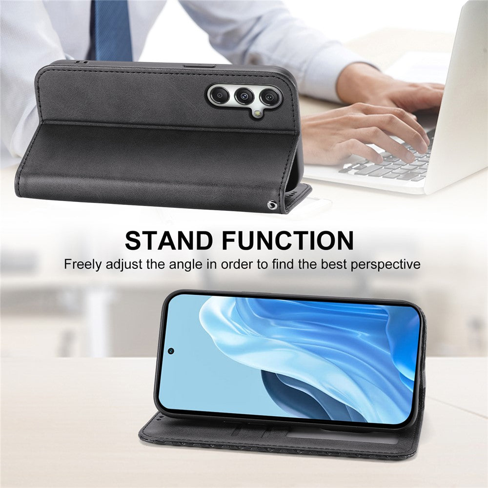Til Samsung Galaxy M35 5G Cover Kalveskindsstruktur PU-læder Telefoncover med Pung