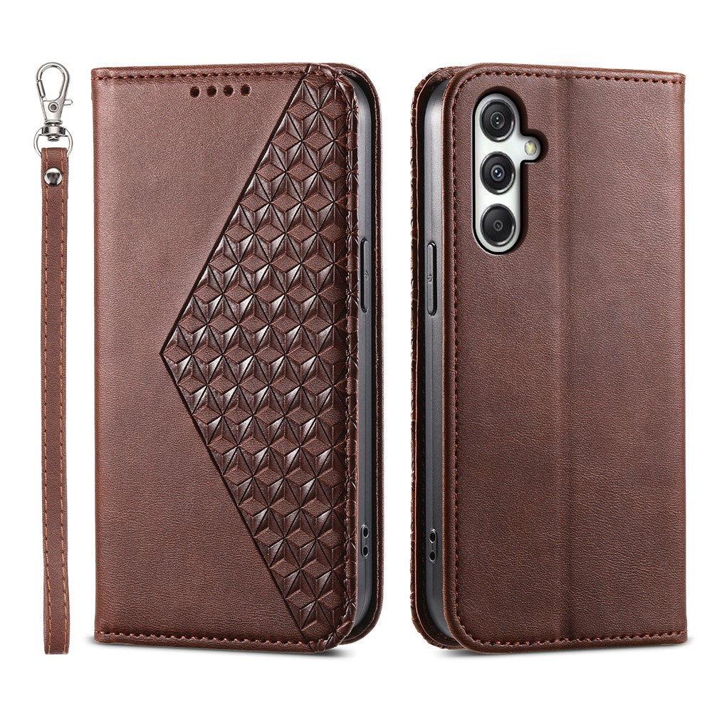 Til Samsung Galaxy M35 5G Cover Kalveskindsstruktur PU-læder Telefoncover med Pung