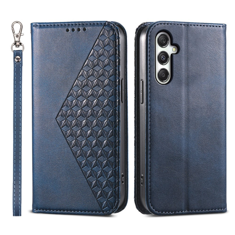 Til Samsung Galaxy M35 5G Cover Kalveskindsstruktur PU-læder Telefoncover med Pung