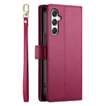 DF-011 For Samsung Galaxy M35 5G Case Zipper Pocket Wallet Leather Phone Cover with Straps