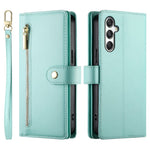 DF-011 For Samsung Galaxy M35 5G Case Zipper Pocket Wallet Leather Phone Cover with Straps