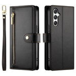 DF-011 For Samsung Galaxy M35 5G Case Zipper Pocket Wallet Leather Phone Cover with Straps