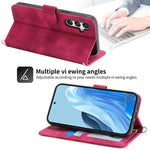 For Samsung Galaxy M35 5G Case Flower Pattern PU Leather Wallet Phone Cover with Strap
