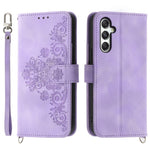 For Samsung Galaxy M35 5G Case Flower Pattern PU Leather Wallet Phone Cover with Strap