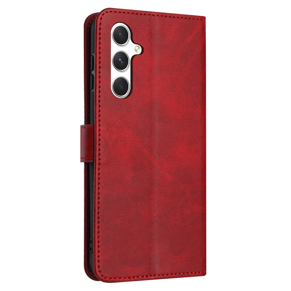 For Samsung Galaxy M35 5G Case Flip Stand PU Leather Wallet Phone Cover Calf Texture