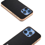 ABEEL For iPhone 16 Pro Max Case Electroplating Genuine Cow Leather PC Phone Cover