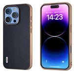 ABEEL For iPhone 16 Pro Max Case Electroplating Genuine Cow Leather PC Phone Cover