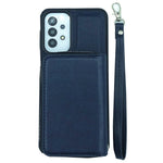 For Samsung Galaxy A33 5G Case Detachable Zipper Card Bag PU+TPU Kickstand Phone Case with Strap
