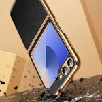 For Samsung Galaxy Z Flip7 FE 5G / Z Flip6 5G Case Litchi Texture Genuine Cow Leather+PC Phone Cover