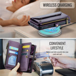 For iPhone 16 Leather Case CASEME C36 Zipper Multiple Card Slots Phone Cover with Straps