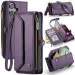 For iPhone 16 Plus Leather Case CASEME C36 Zipper Multiple Card Slots Phone Cover with Straps