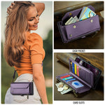 For iPhone 16 Plus Leather Case CASEME C36 Zipper Multiple Card Slots Phone Cover with Straps