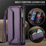 For iPhone 16 Plus Leather Case CASEME C36 Zipper Multiple Card Slots Phone Cover with Straps