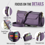 For iPhone 16 Plus Leather Case CASEME C36 Zipper Multiple Card Slots Phone Cover with Straps