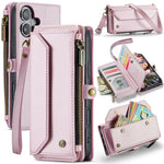 For iPhone 16 Plus Leather Case CASEME C36 Zipper Multiple Card Slots Phone Cover with Straps
