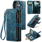 For iPhone 16 Phone Cases with Strap CASEME C30 Zipper Multiple Card Holder PU Leather Cover