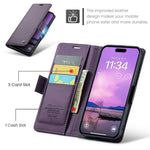 For iPhone 16 Leather Case CASEME 023 RFID Blocking 3 Card Slot Mobile Cover
