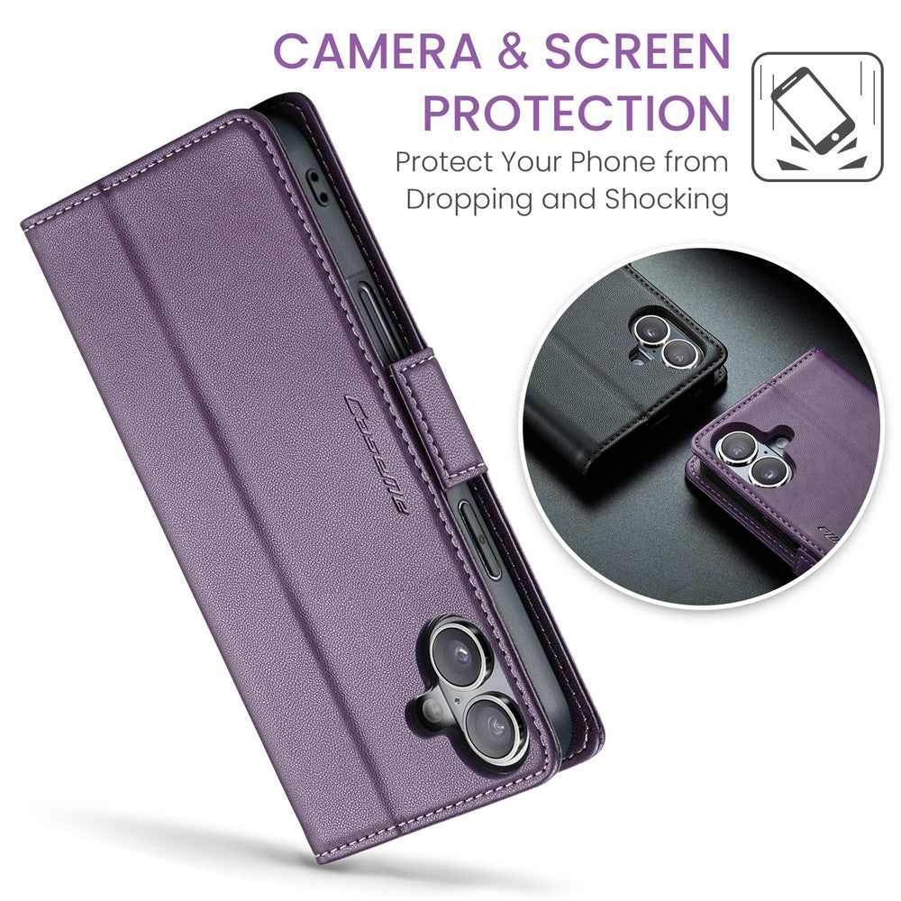 For iPhone 16 Leather Case CASEME 023 RFID Blocking 3 Card Slot Mobile Cover