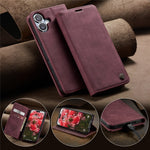 CASEME 013 Series For iPhone 16 Case Card Holder Stand Leather Phone Cover