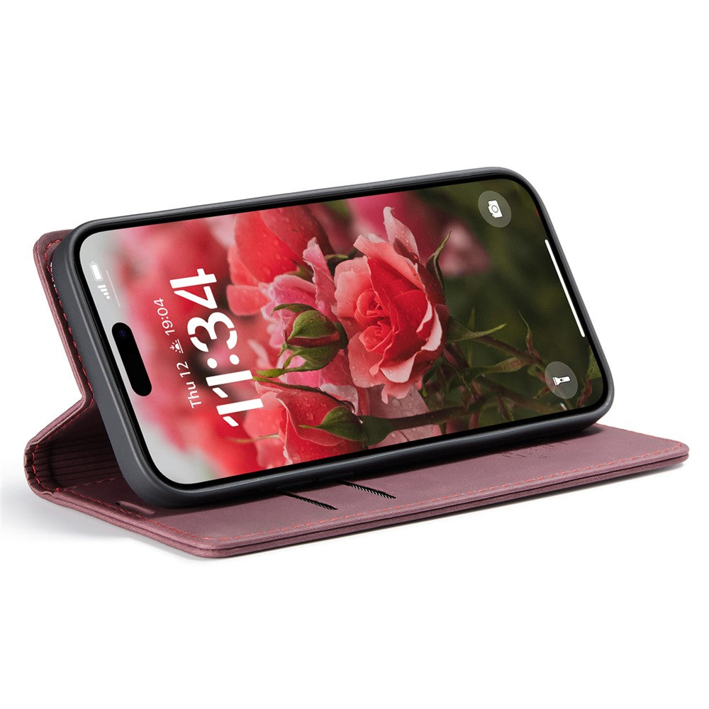 CASEME 013 Series For iPhone 16 Case Card Holder Stand Leather Phone Cover