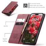 CASEME 013 Series For iPhone 16 Case Card Holder Stand Leather Phone Cover