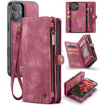 For iPhone 16 Phone Cases CASEME 008 Leather Cover with Detachable Wallet and Strap