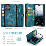 For iPhone 16 Plus Phone Cases CASEME 008 Leather Cover with Detachable Wallet and Strap