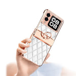 Huawei Nova Flip 5G-skal Ringhållare Rhombus Läder+PC mobilskal