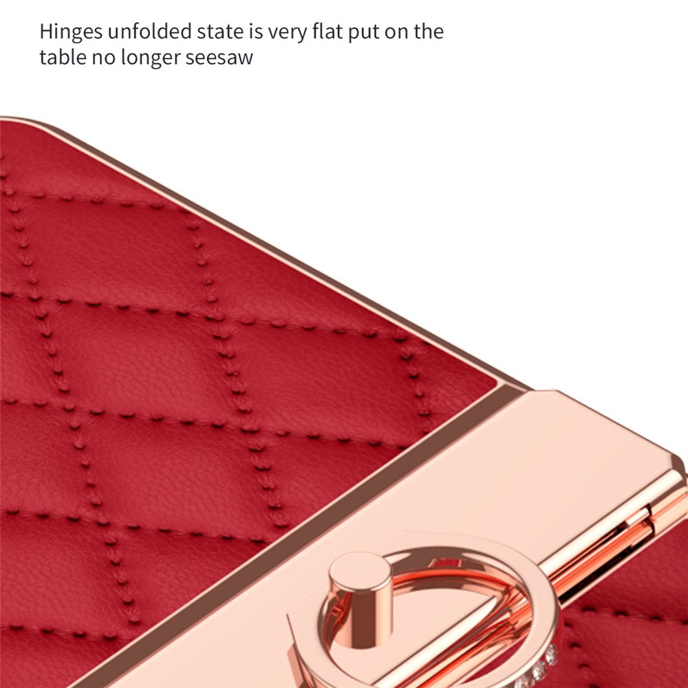 Huawei Nova Flip 5G-skal Ringhållare Rhombus Läder+PC mobilskal