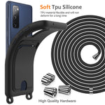 For Samsung Galaxy S20 FE Case Liquid Silicone Card Holder Phone Back Cover with Lanyard