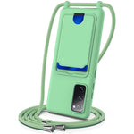 For Samsung Galaxy S20 FE Case Liquid Silicone Card Holder Phone Back Cover with Lanyard