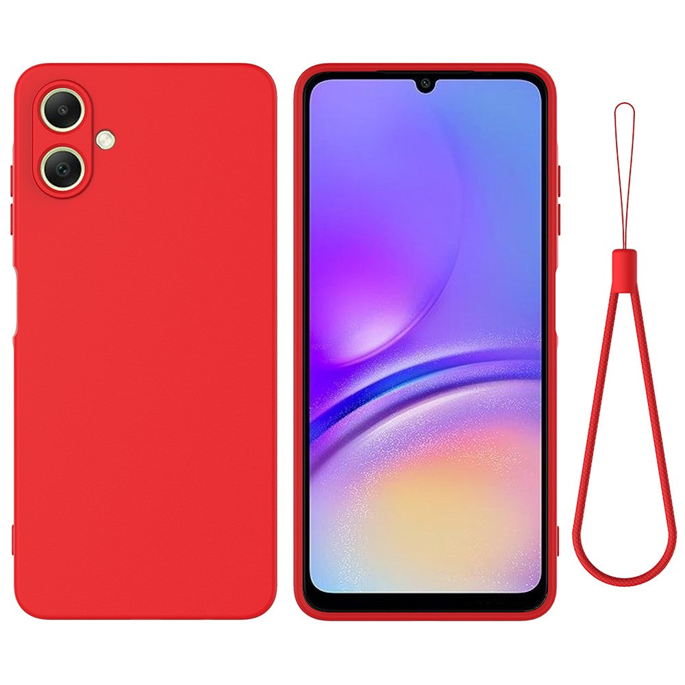 For Samsung Galaxy A06 4G Case Liquid Silicone Anti-Scratch Phone Cover with Hand Strap