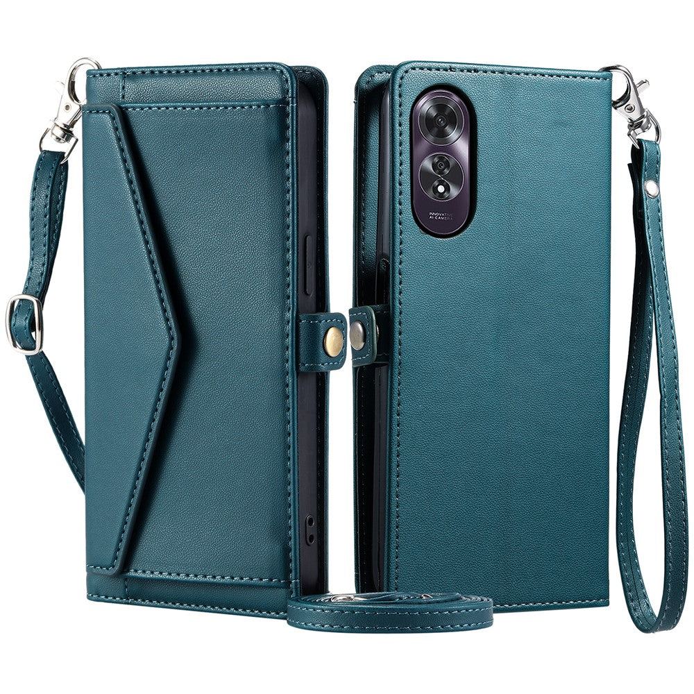 Oppo A60 4G Läderfodral Plånboksfodral med Stativ mobilfodral med Remmar