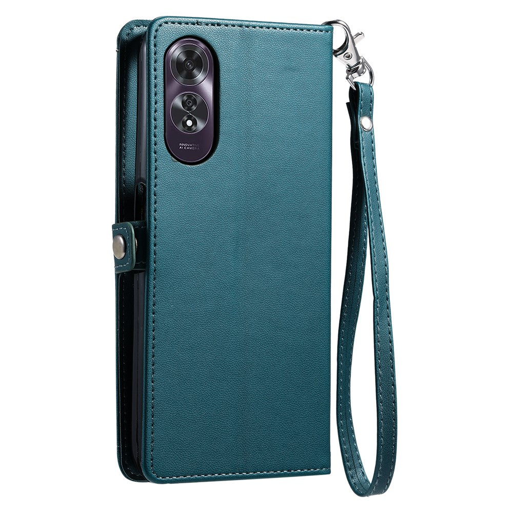 Oppo A60 4G Läderfodral Plånboksfodral med Stativ mobilfodral med Remmar