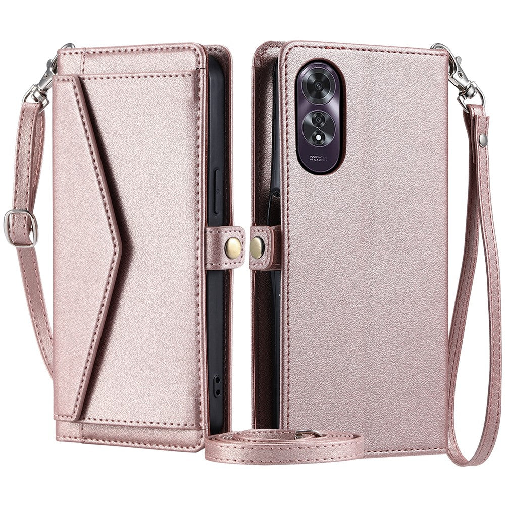 Oppo A60 4G Läderfodral Plånboksfodral med Stativ mobilfodral med Remmar