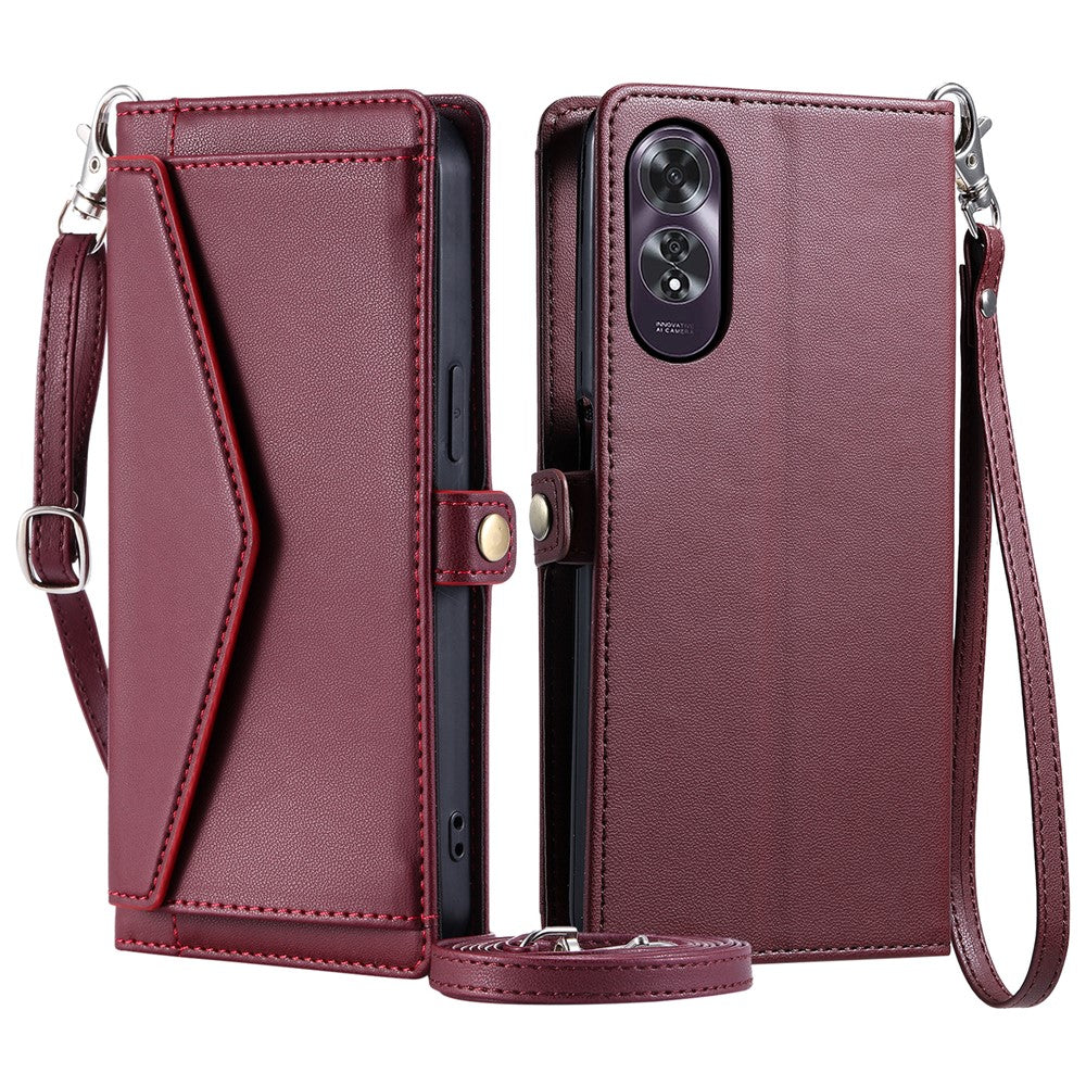 Oppo A60 4G Läderfodral Plånboksfodral med Stativ mobilfodral med Remmar