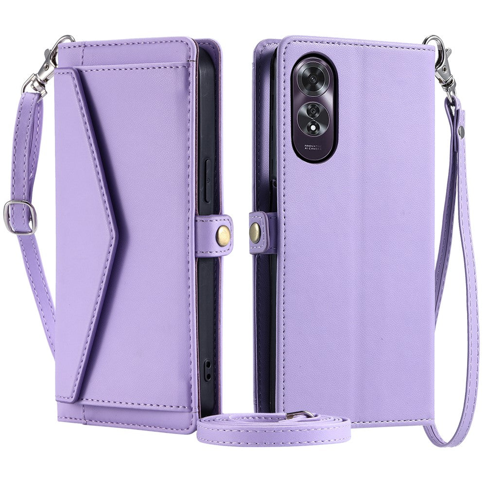 Oppo A60 4G Läderfodral Plånboksfodral med Stativ mobilfodral med Remmar