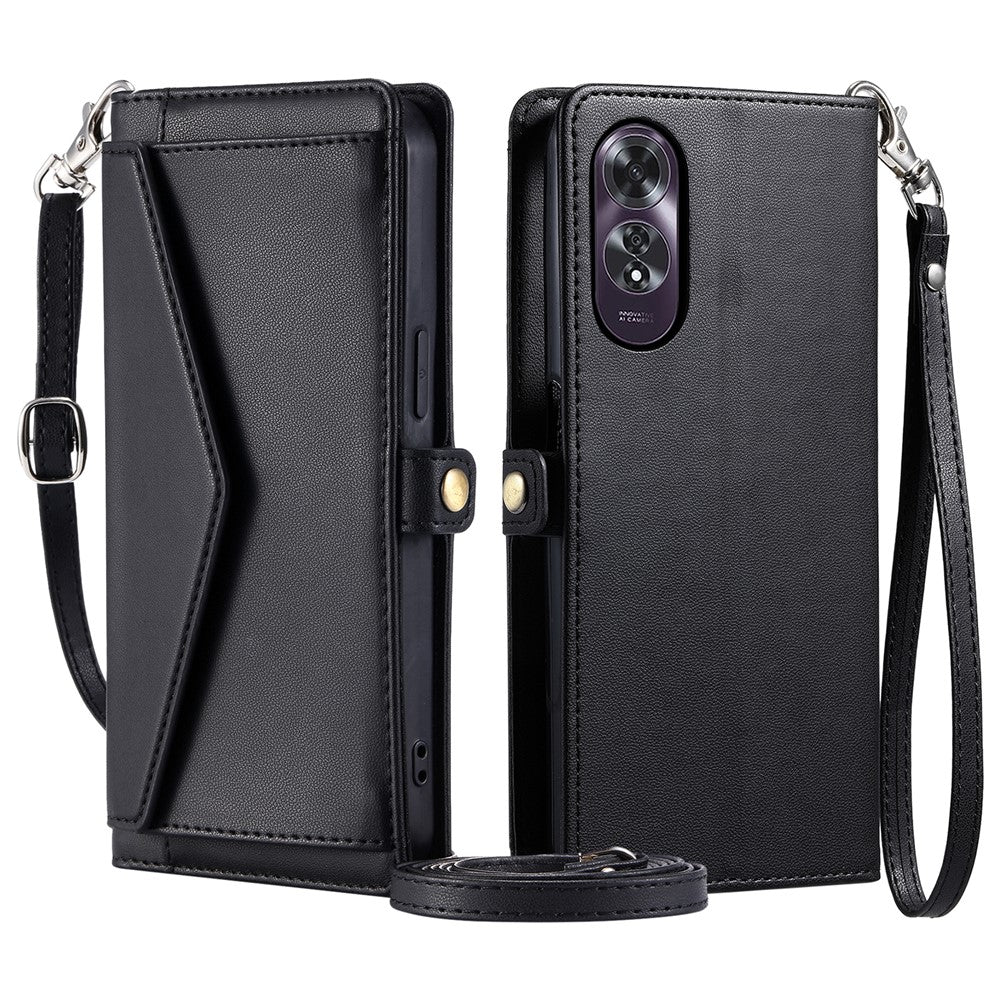 Oppo A60 4G Läderfodral Plånboksfodral med Stativ mobilfodral med Remmar