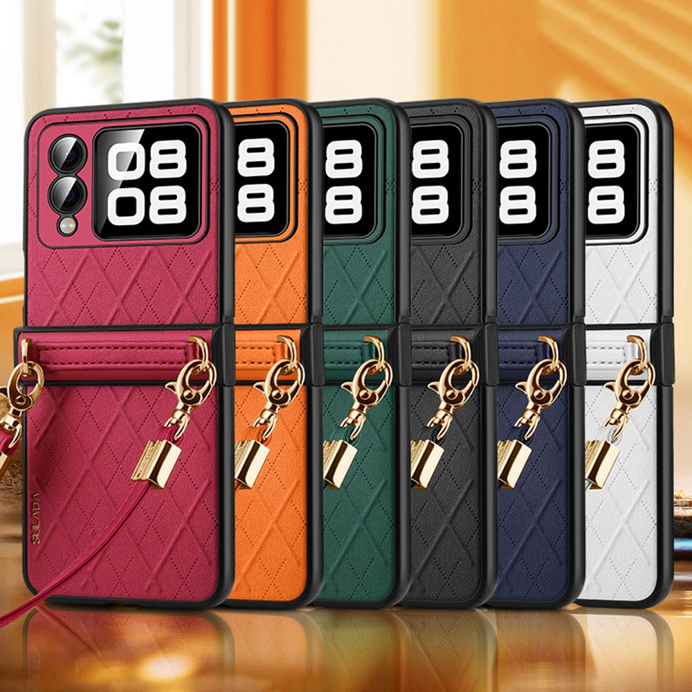 SULADA For Huawei nova Flip 5G Case Rhombus Leather+PC Phone Cover with Shoulder Strap