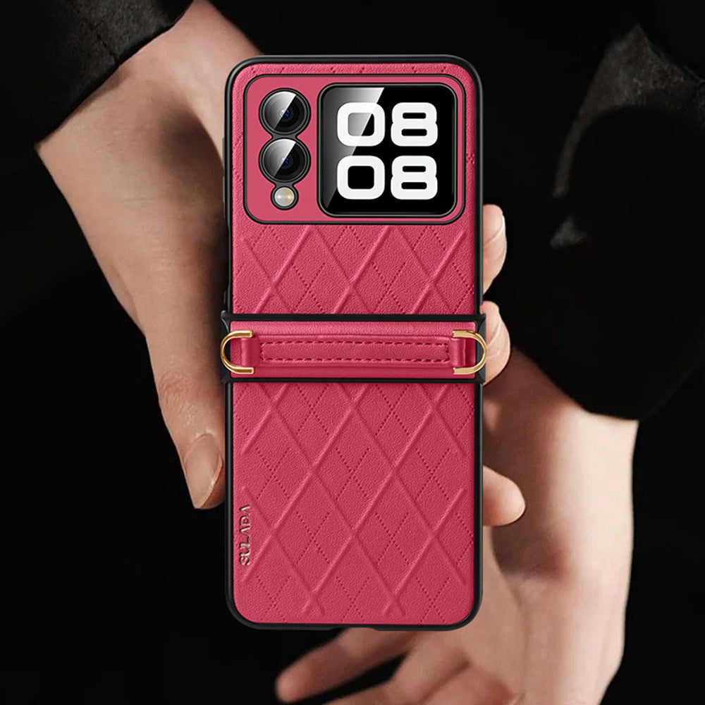 SULADA For Huawei nova Flip 5G Case Rhombus Leather+PC Phone Cover with Shoulder Strap