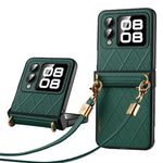 SULADA For Huawei nova Flip 5G Case Rhombus Leather+PC Phone Cover with Shoulder Strap